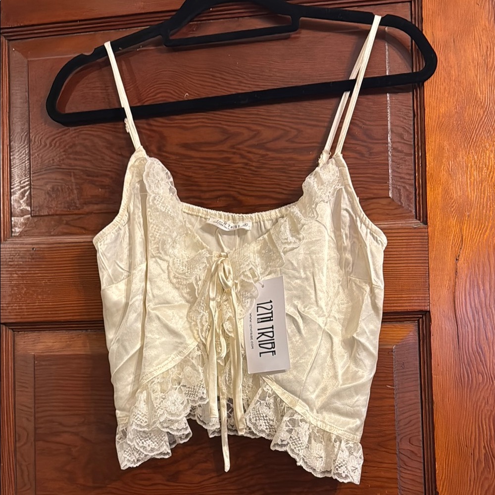 NWT 12th Tribe Cait Ivory Tie Front Cami